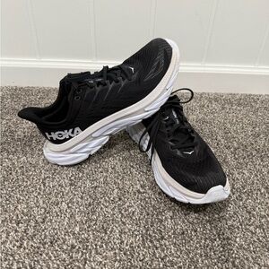 Hoka Men’s Clifton Edge Black and White Athletic Sneakers